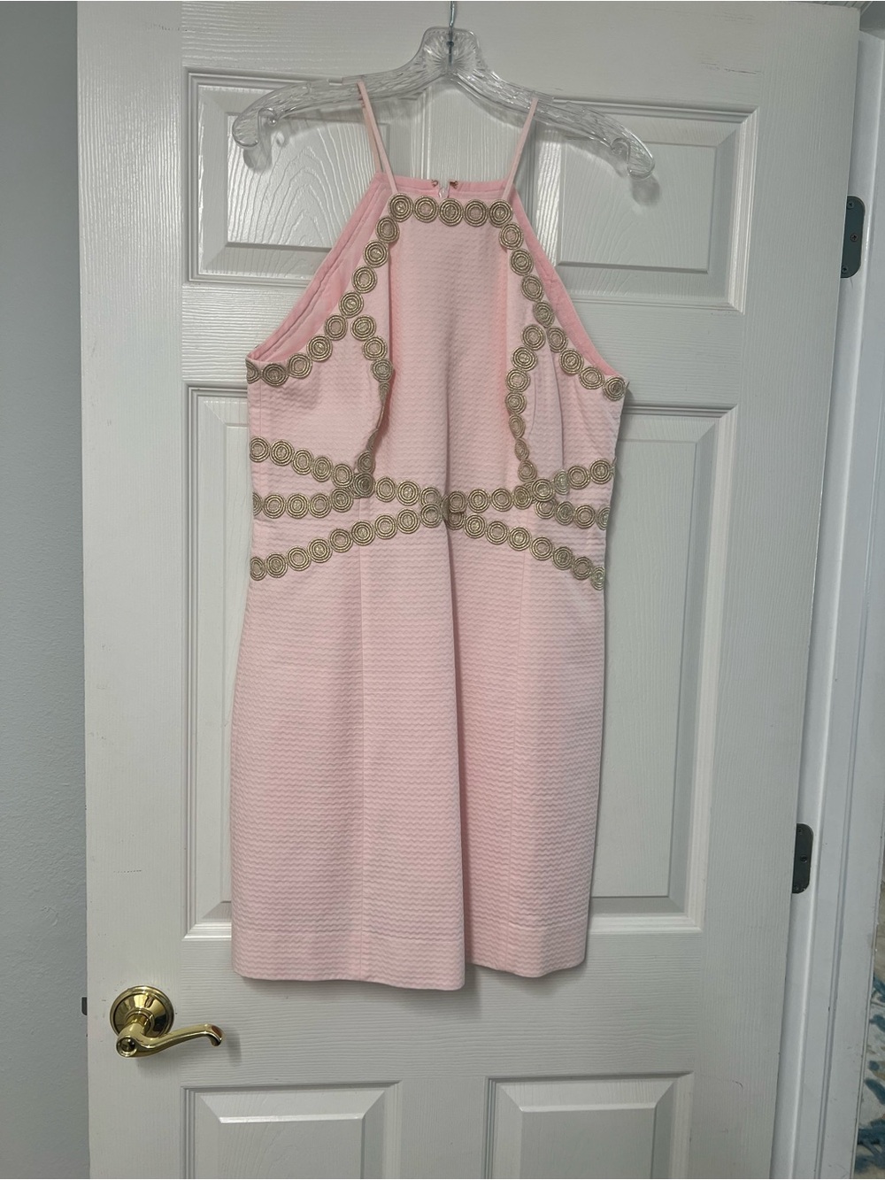 Lilly Pulitzer Pink Halter Dress with Gold Trim